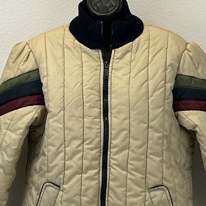 Vintage 80s Snow Weather Puffer Ski Jacket Skier Skiing Beige Womens 20 1/2