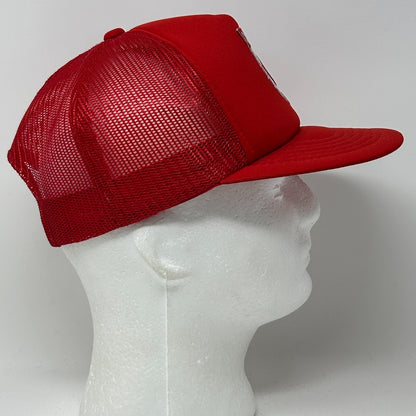 Vintage 80s Canadian Trucker Hat Baseball Cap Red Canada Maple Leaf Snapback