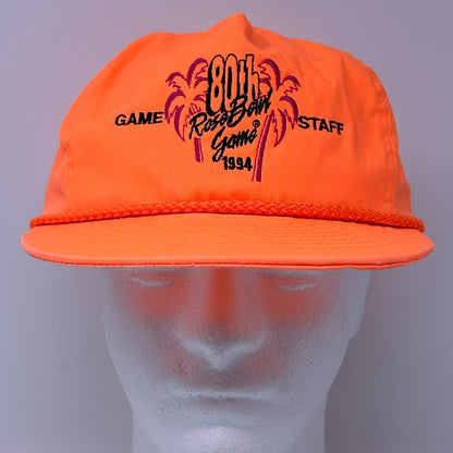 Vintage 90s 1994 Rose Bowl Game Staff Hat Cap Blaze Orange Wisconsin Badgers