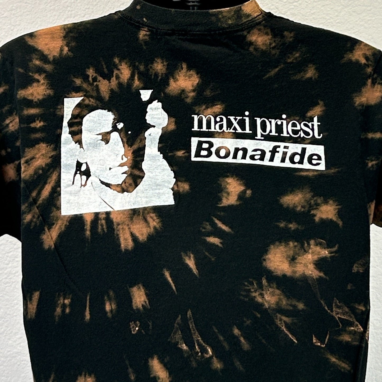 Vintage 90s Maxi Priest Bonafide T Shirt Reggae Tie Dye Black Tee Mens L Large