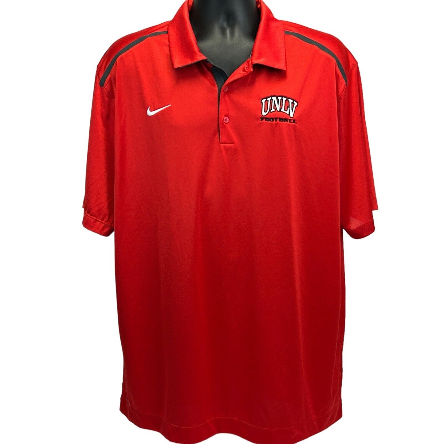 UNLV Runnin' Rebels Football Nike Polo T Shirt 2XL NCAA Dri Fit Tee Mens Red