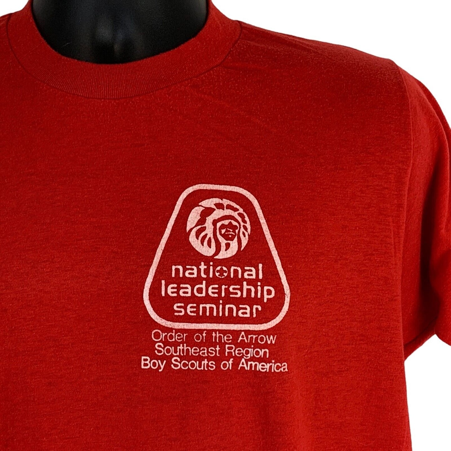 Camiseta vintage del seminario de liderazgo nacional de BSA para hombre, grande, roja, Boy Scouts, años 80