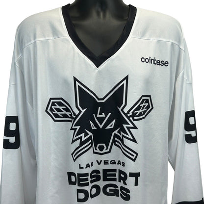 Camiseta de lacrosse NLL de Wayne Gretzky de Las Vegas Desert Dogs, talla extra grande, color blanco para hombre