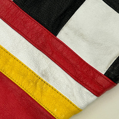 Vintage 90s Snoopy Peanuts Leather Bomber Jacket American Toons Black L Large