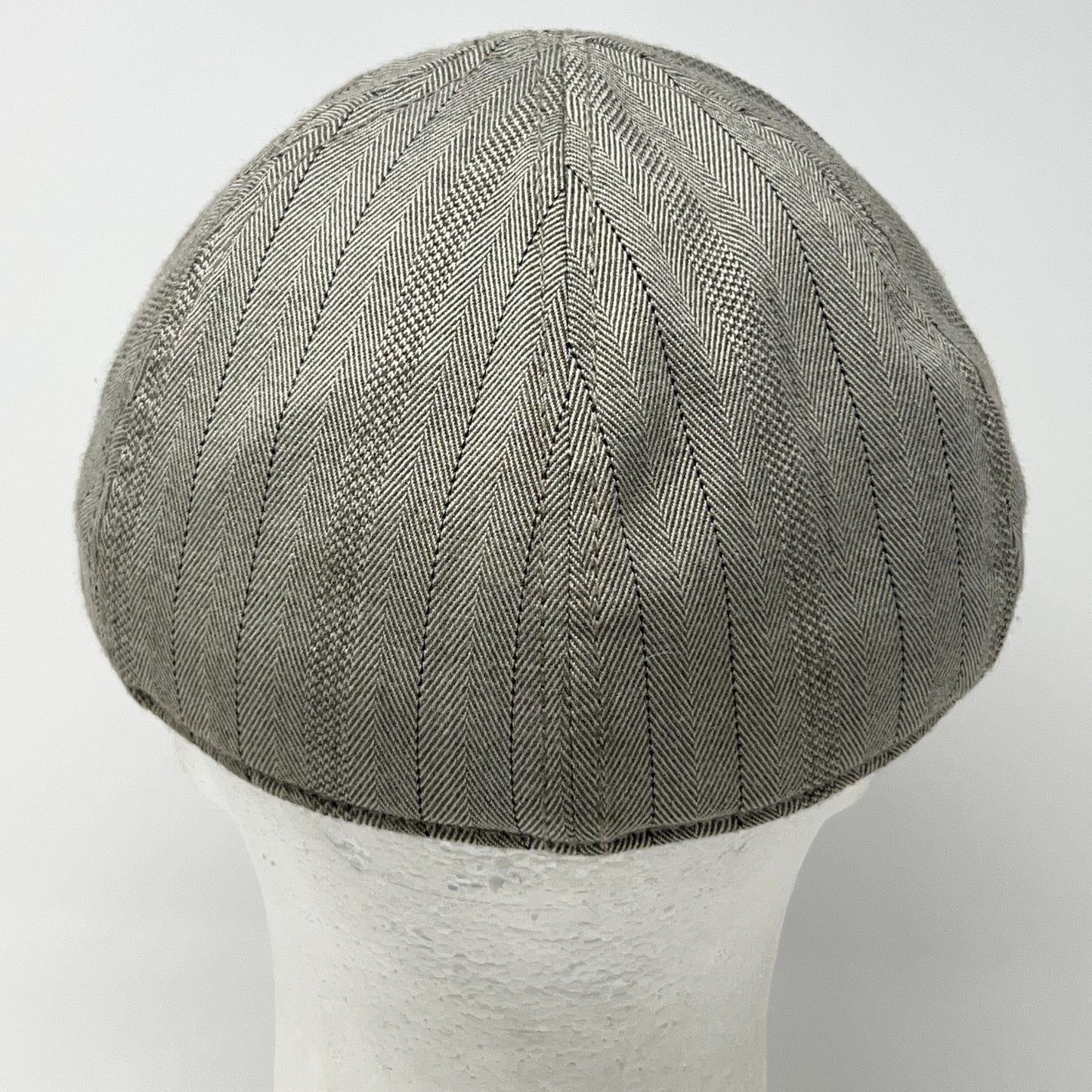 Vintage Stone Herringbone Flat Cap Hat Ivy Newsboy Cabbie Driving Beige S-M