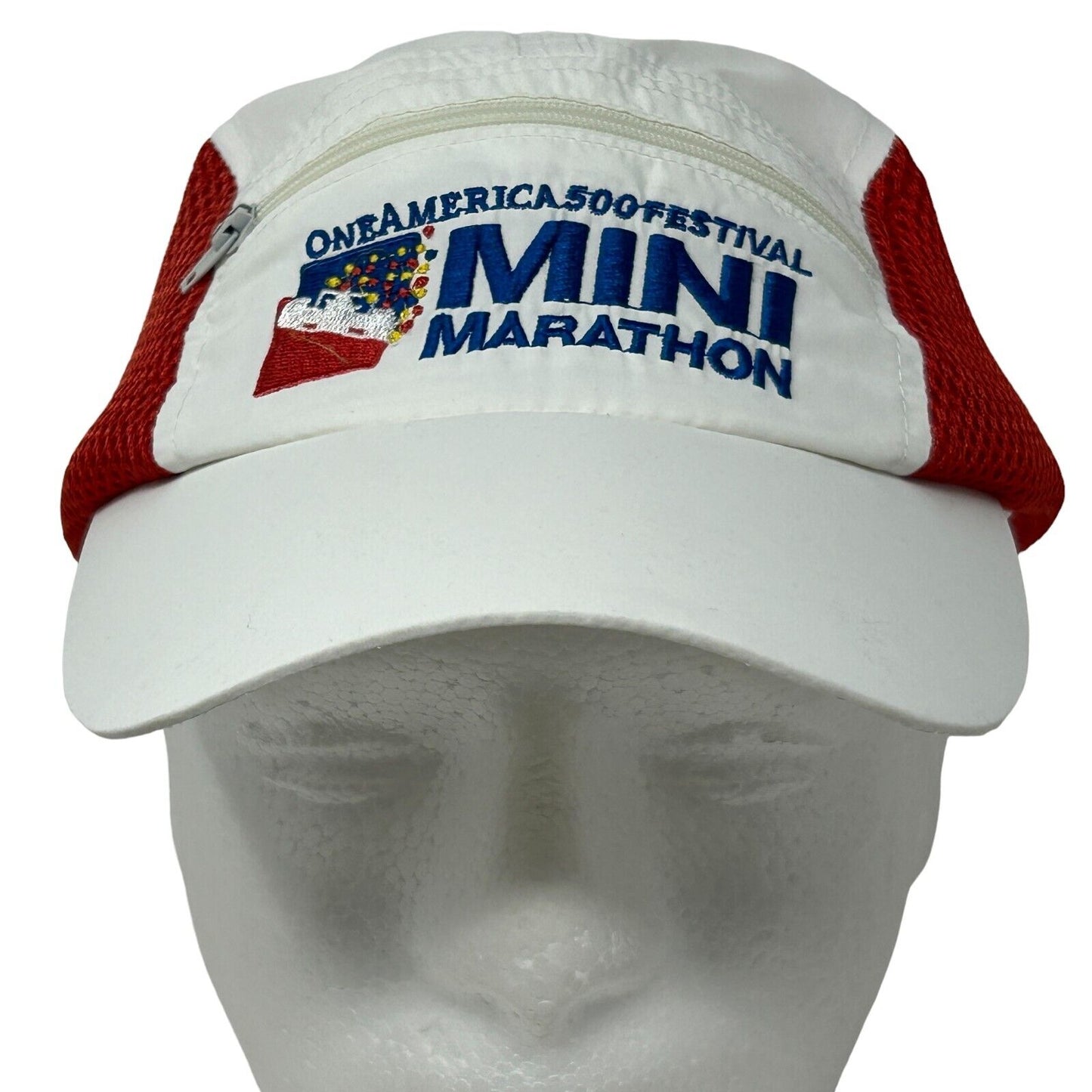 Gorra ligera para correr One America 500 Mini Marathon Gorra de bolsillo para corredores color blanco