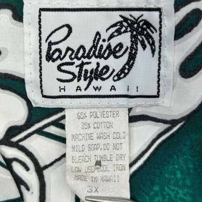 Paradise Style Vintage 90s Hawaiian Camp Shirt 3XL Surfer Surfing USA Mens Green