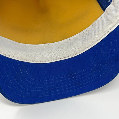 Vintage 80s Concrete Breaking Trucker Hat Baseball Cap Mesh Snapback Blue