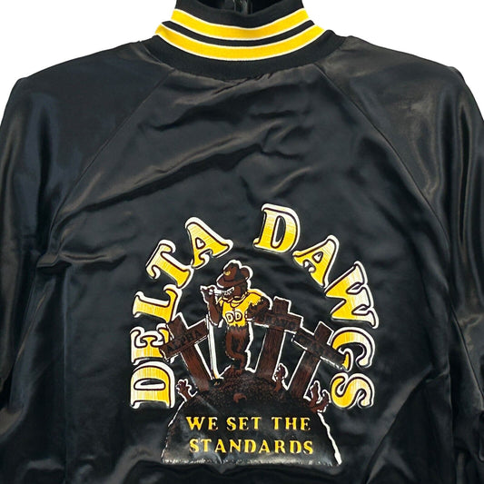 Black Hartwell Delta Dawgs Company Jacket featuring yellow and white logo on front with unique details