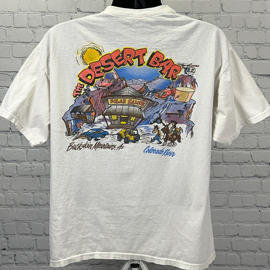 Gildan White T-Shirt Size XL featuring the Desert Bar Nellie E Saloon graphic