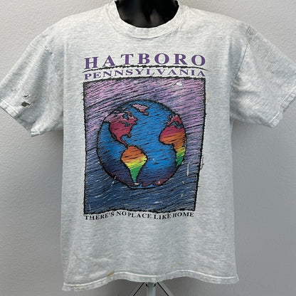 Vintage Hatboro Pennsylvania T Shirt Mens L Large Gray 90s No Place Like Home