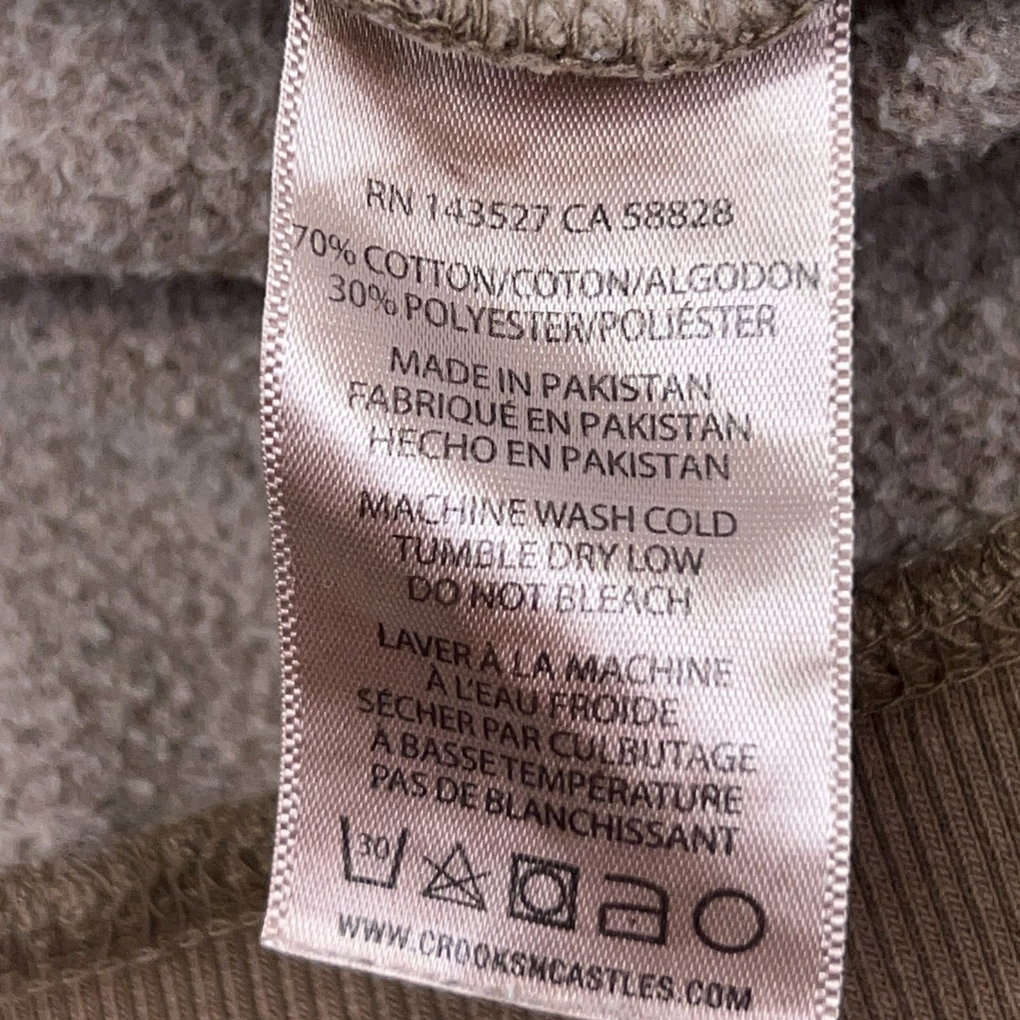 Crooks and Castles Hoodie Hooded Sweatshirt Streetwear Beige Unisex XS X-Small