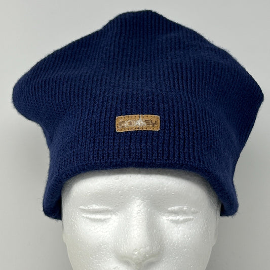 Vintage Smiley Brand Wool Beanie Winter Hat Toque Ski Snowboarder USA Made Blue