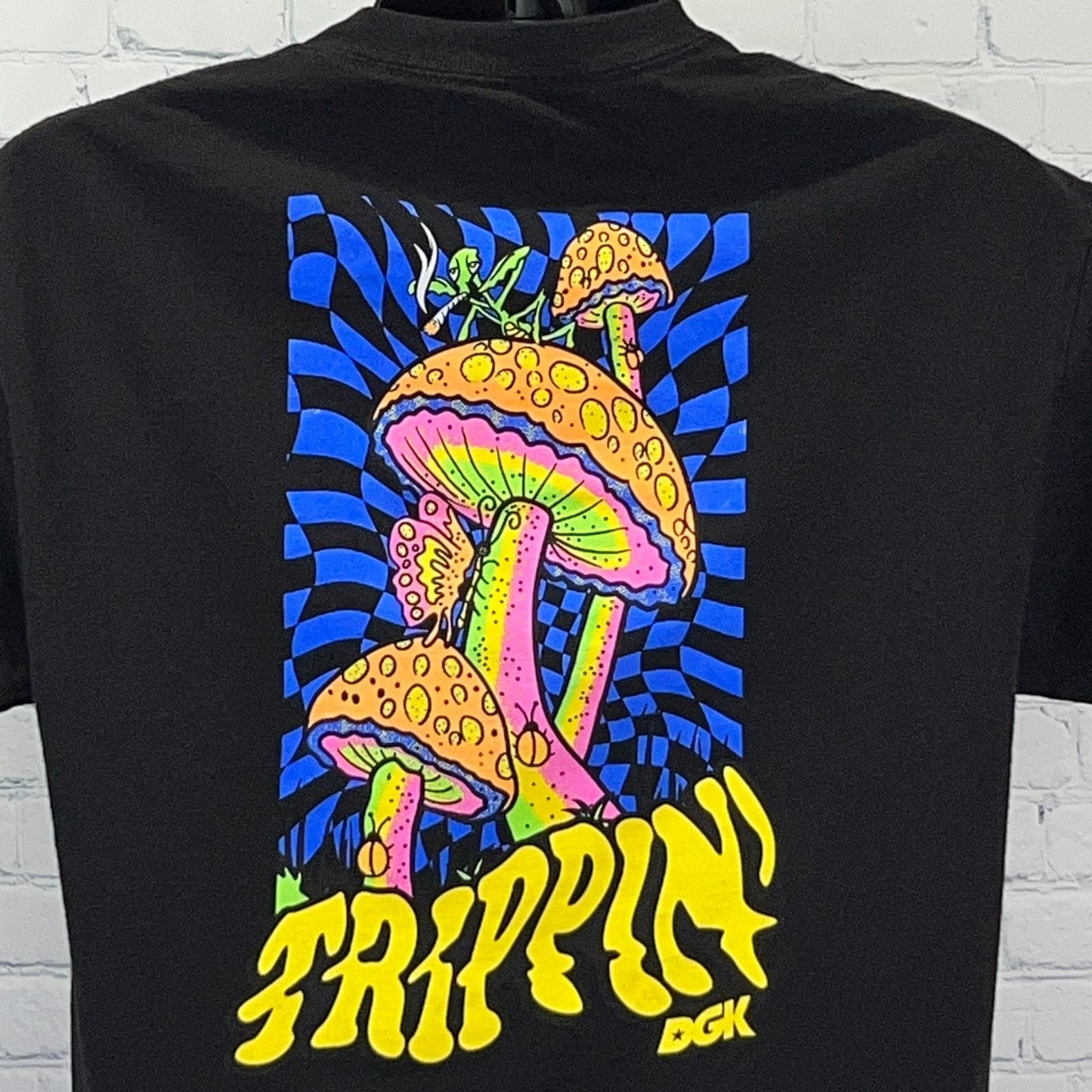 DGK Trippin T Shirt L Large Black Psychedelic Magic Mushrooms Shrooms Skater Tee