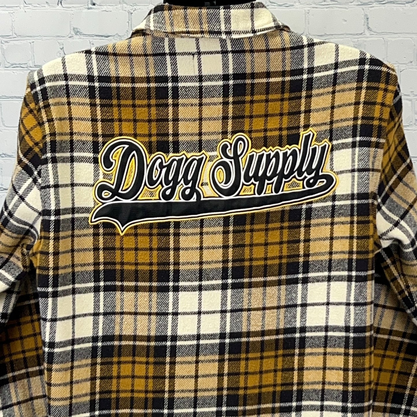Dogg Supply by Snoop Dogg Flannel Button Front Shirt Rap Plaid Yellow L Large