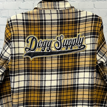 Dogg Supply by Snoop Dogg Flannel Button Front Shirt Rap Plaid Yellow L Large