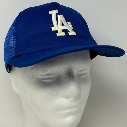 Vintage 80s Los Angeles LA Dodgers Trucker Hat Baseball Cap Mesh Snapback Blue