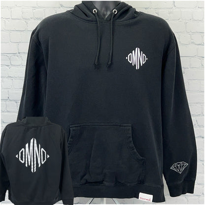 Diamond Supply Co. Black Hoodie with Front Pocket and Logo Detail on Chest and Sleeve