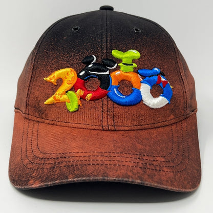 Disney 2000 Adjustable Baseball Cap in Brown with Colorful Embroidered Number Design