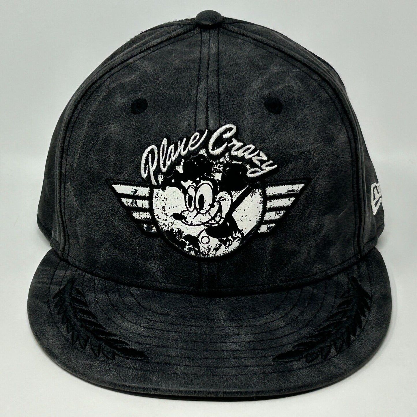 New Era Mickey Mouse Plane Crazy Black Hat with Front Logo and Snapback Closure
