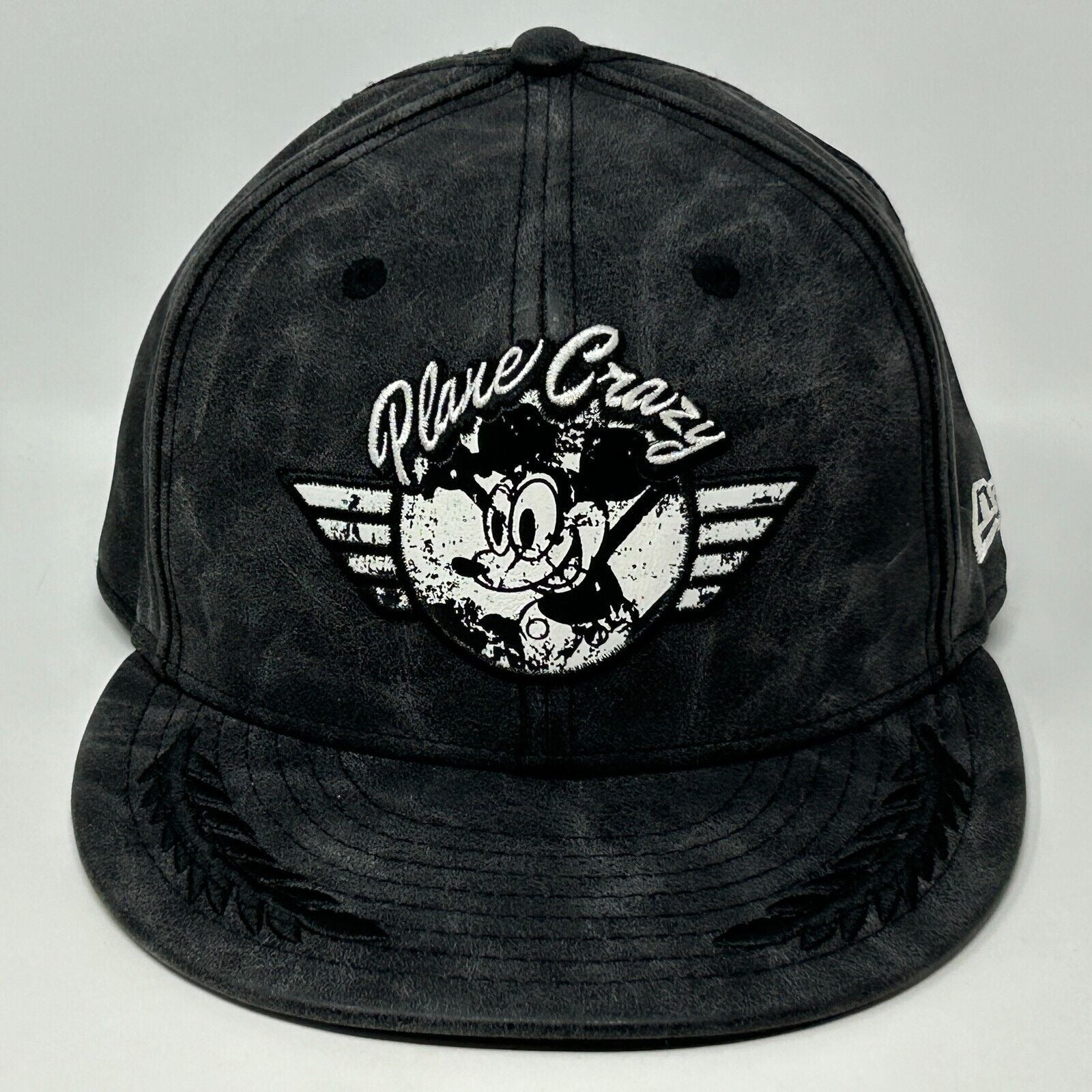 New Era Mickey Mouse Plane Crazy Black Hat with Front Logo and Snapback Closure