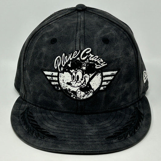 New Era Mickey Mouse Plane Crazy Black Hat with Front Logo and Snapback Closure