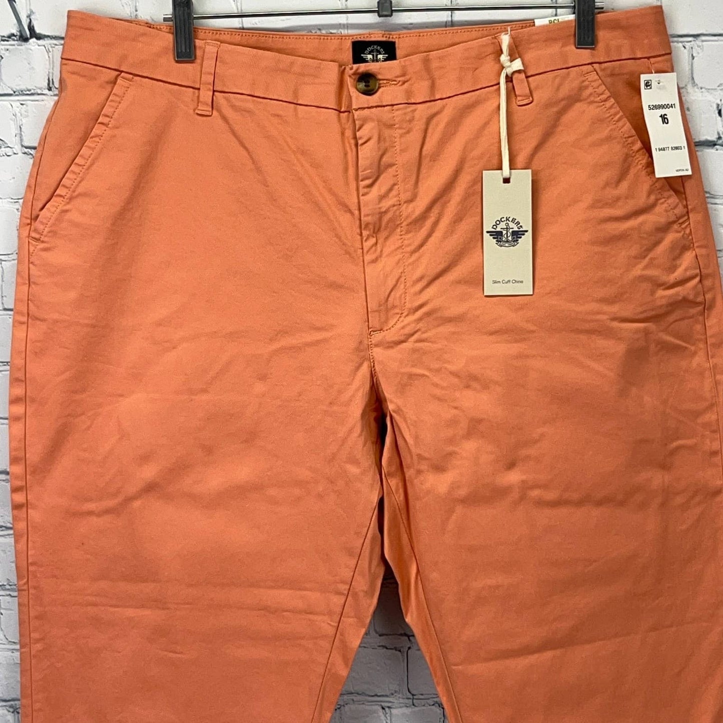 Dockers chino pants in coral, size 36, front view