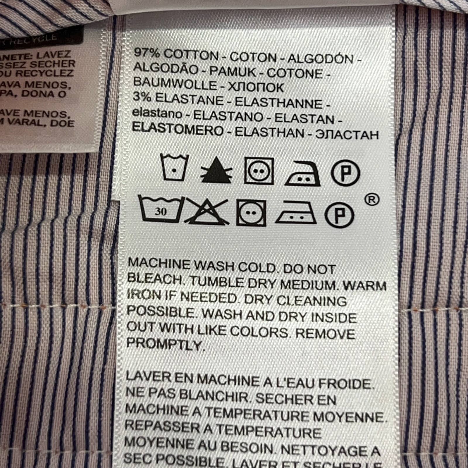 Dockers chino pants in navy blue with medium-size label view, made from cotton blend