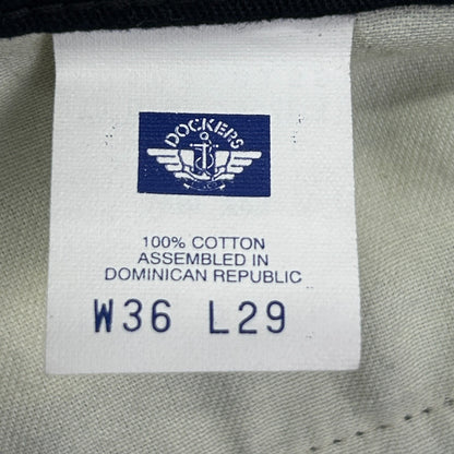 Dockers khaki pants label showing size W36 L29 in classic khaki color