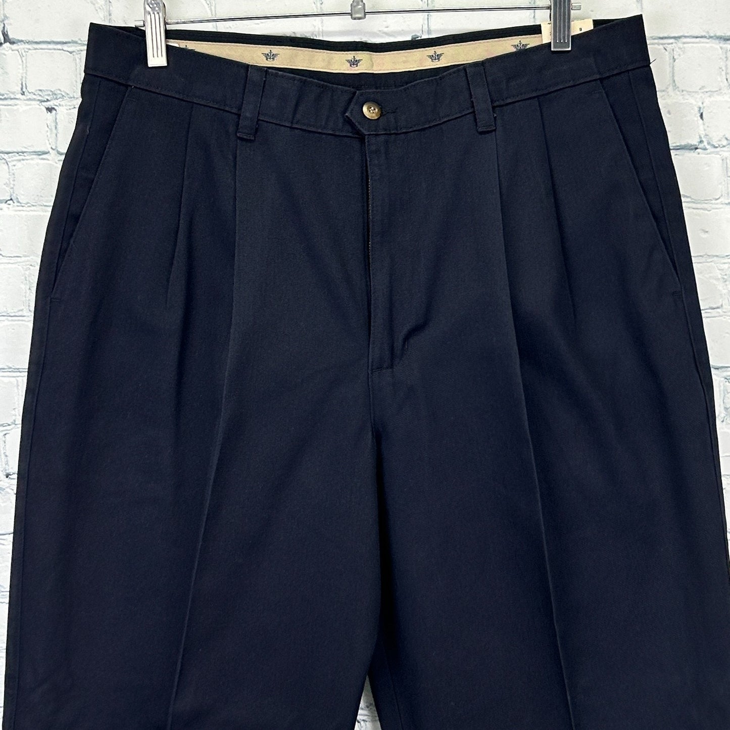 Dockers khaki pants in navy blue, front view, modern fit, available in various sizes