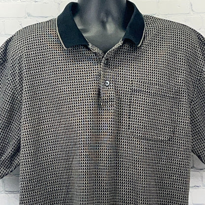 Donald J Trump Men's Polo Shirt in Black and White with Unique Pattern and Collar Detail