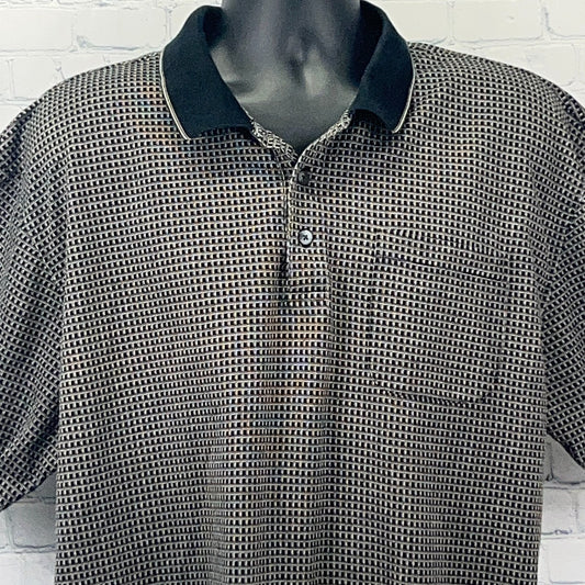 Donald J Trump Men's Polo Shirt in Black and White with Unique Pattern and Collar Detail
