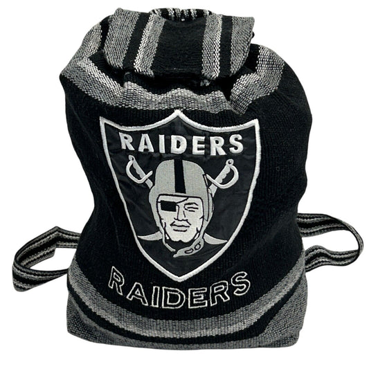 Las Vegas Raiders Backpack Black Mexican Baja Drug Rug Woven Fabric Bag NFL