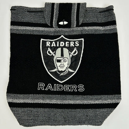 Las Vegas Raiders Backpack Black Mexican Baja Drug Rug Woven Fabric Bag NFL