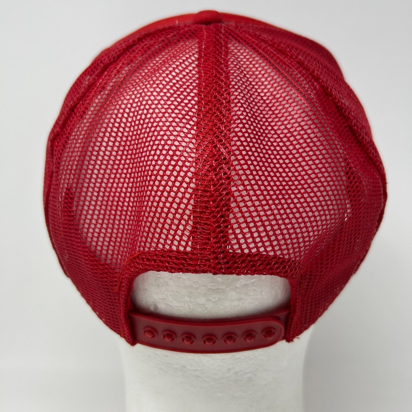 Vintage 80s Buffalo Bank Trucker Hat Baseball Cap Missouri Mesh Snapback Red