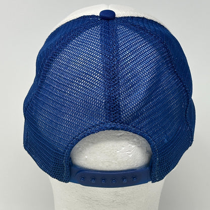 Vintage 80s I Move The Earth Patch Trucker Hat Cap Blue Mesh Snapback 5 Panel