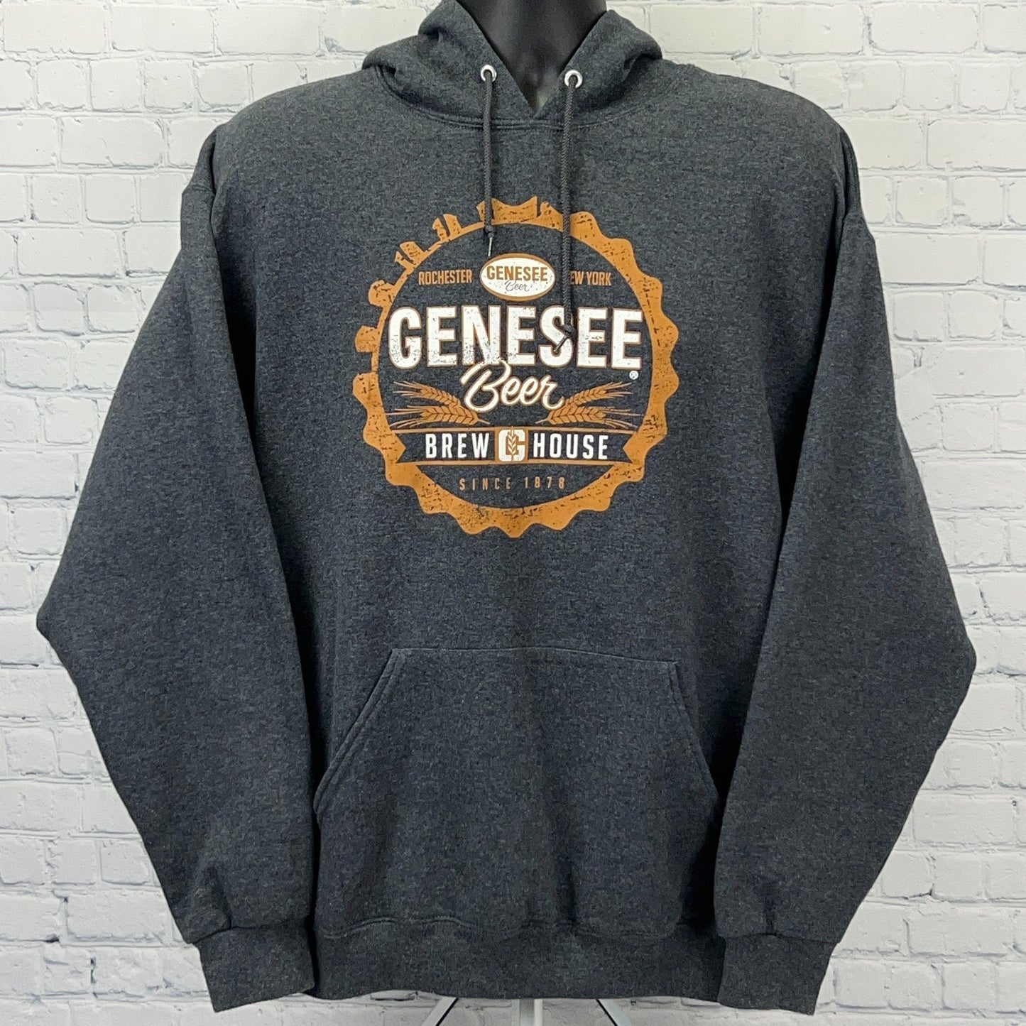 Genesee Brewing Company Hoodie L Large Gray Beer Brewery Hooded Sweatshirt