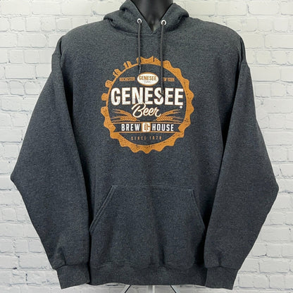 Genesee Brewing Company Hoodie L Large Gray Beer Brewery Hooded Sweatshirt