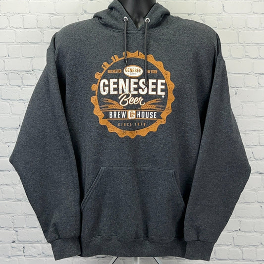 Genesee Brewing Company Hoodie L Large Gray Beer Brewery Hooded Sweatshirt