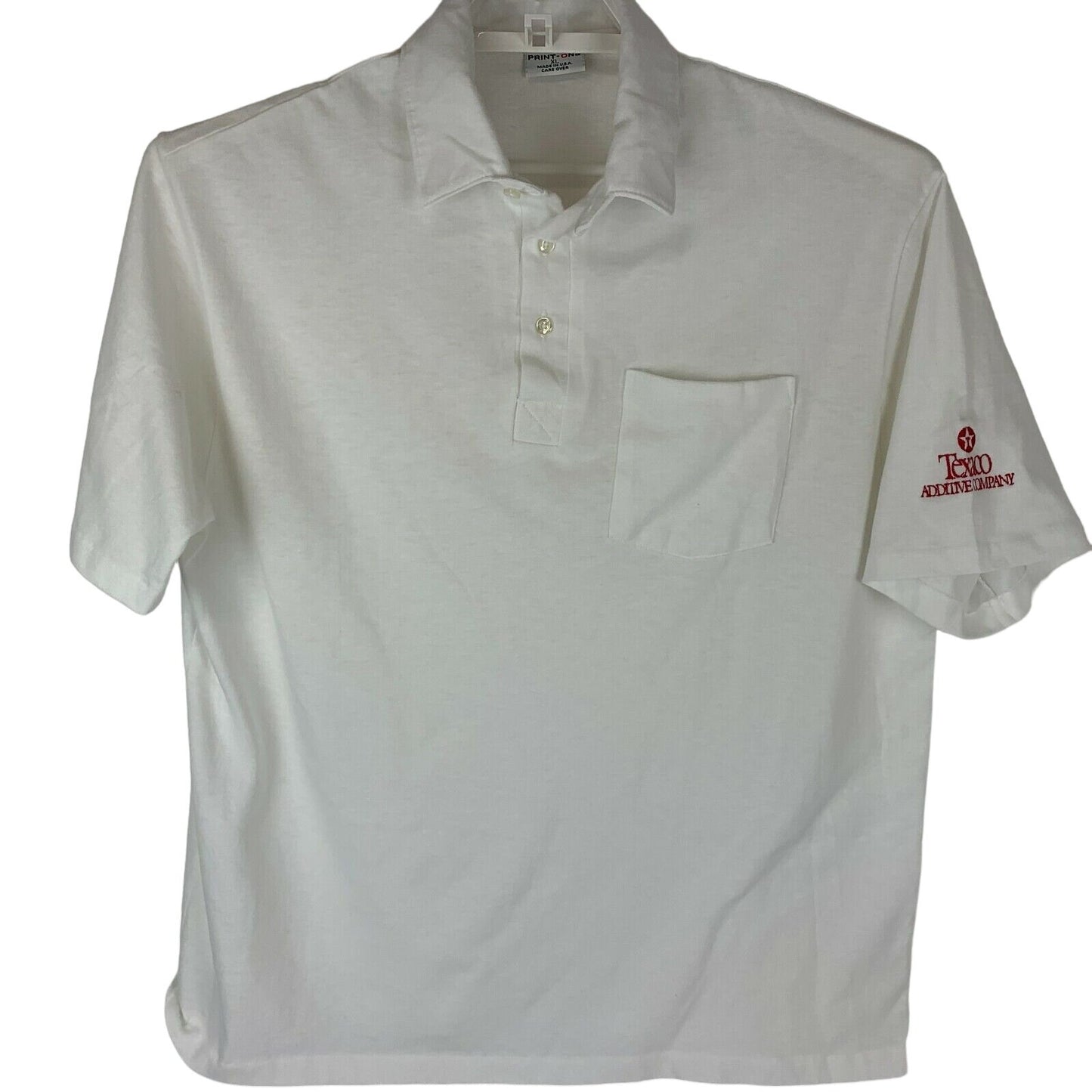 Texaco Vintage 90s Polo Camiseta Additive Company Gas Oil Hecho en EE.UU. Camiseta XL