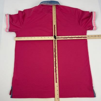 Maceoo Mozart Solid Grid Polo Shirt Pink Short Sleeve Mens 4 L Large