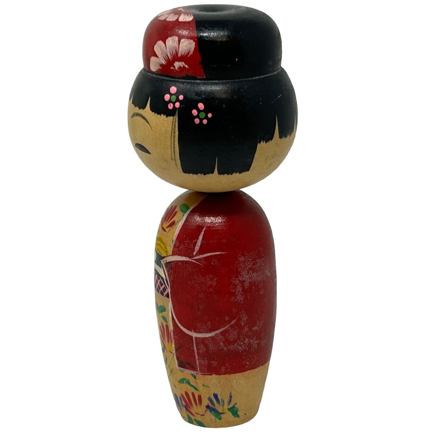 Vintage Japanese Wooden Kokeshi Nodder Doll Bobblehead Handmade Folk Art
