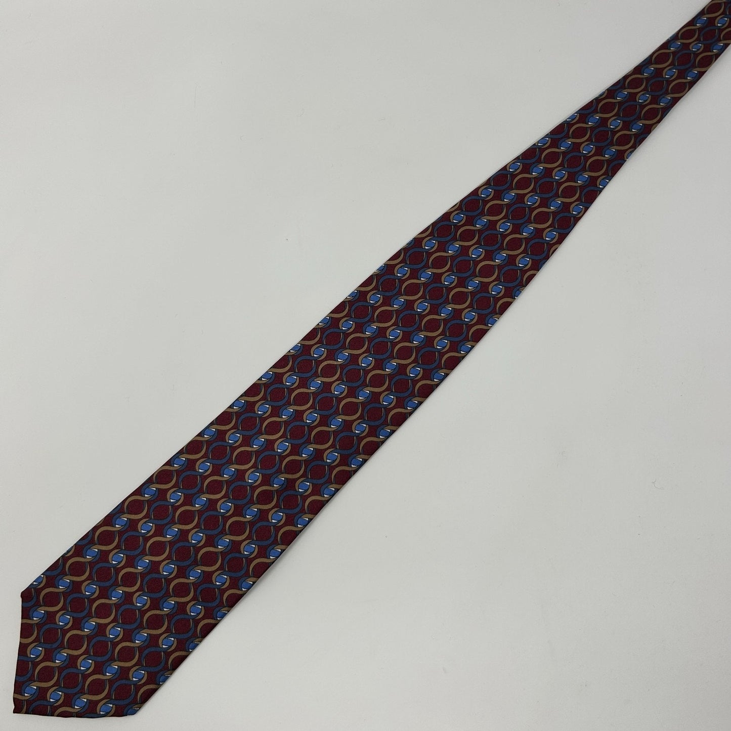 Vintage 90s Christian Dior Monsieur Tie Necktie Red Chain Link Silk Made In USA - Neon Vintage