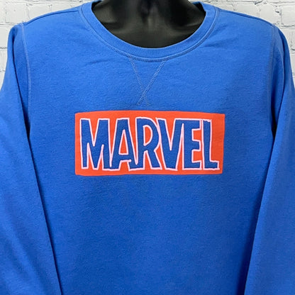 Marvel Sweatshirt Womens XL X-Large Blue Amazon Essentials Comic Books MCU Logo