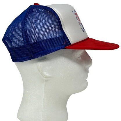 Gorra de camionero con el lema "Los trabajadores postales lo hacen toda la noche" Gorra de béisbol azul vintage de los años 90