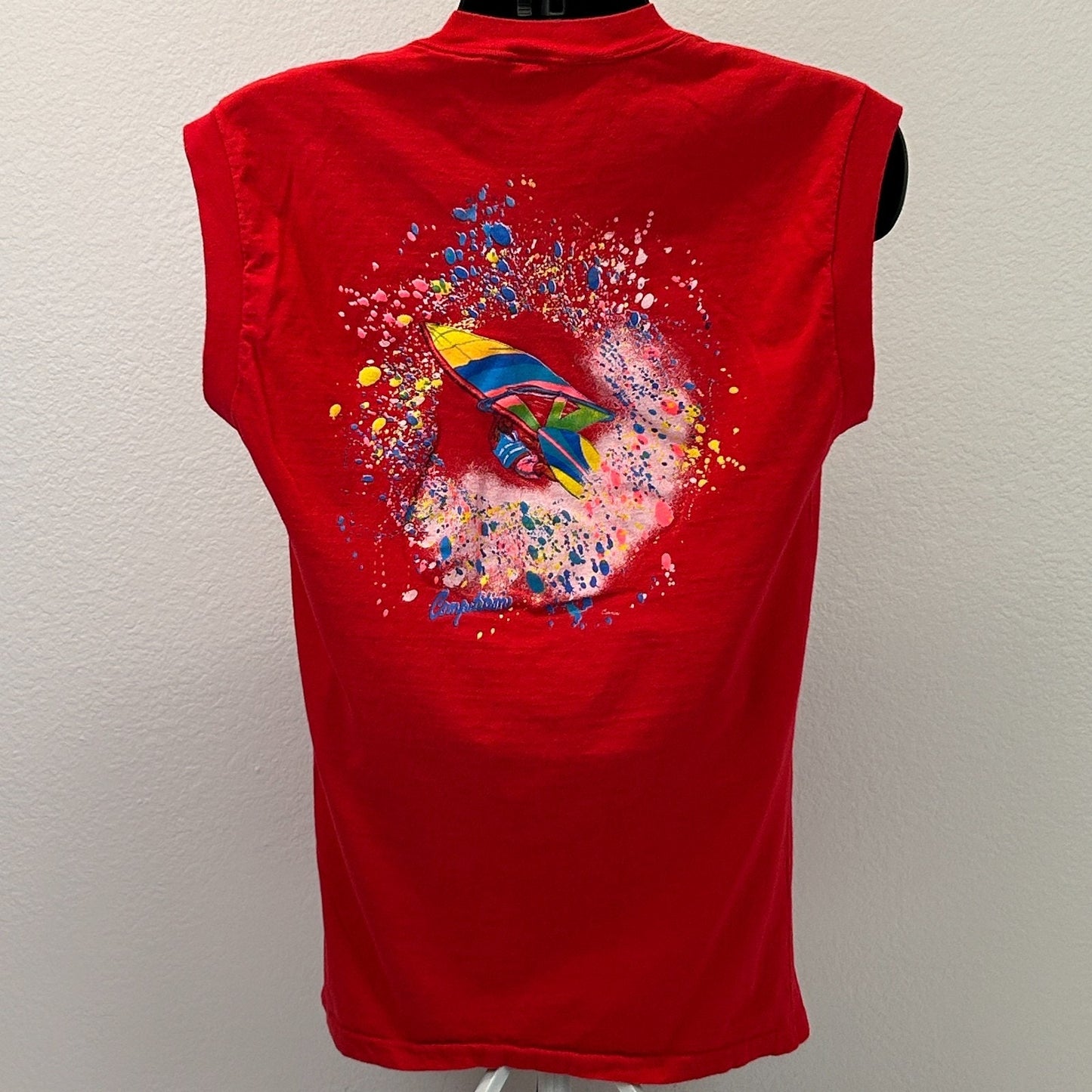 Vintage Windsurfer T Shirt Mens M Medium Red 80s Windsurfing Pond Creek Oklahoma