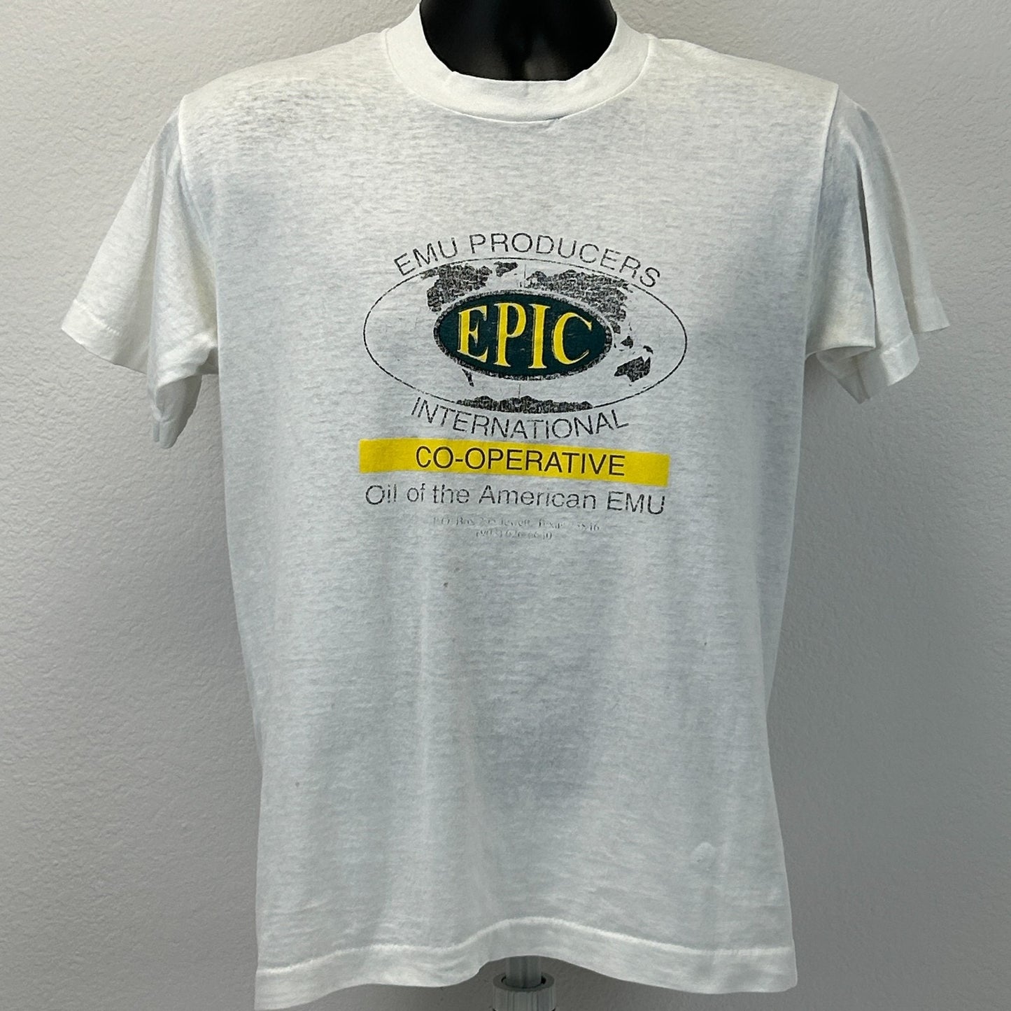 Vintage 90s Emu Producers International Co-operative T Shirt Oil White M Medium
