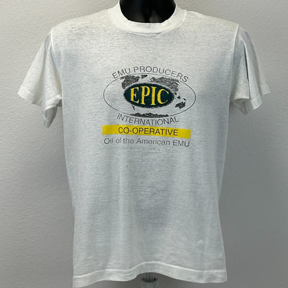 Vintage 90s Emu Producers International Co-operative T Shirt Oil White M Medium