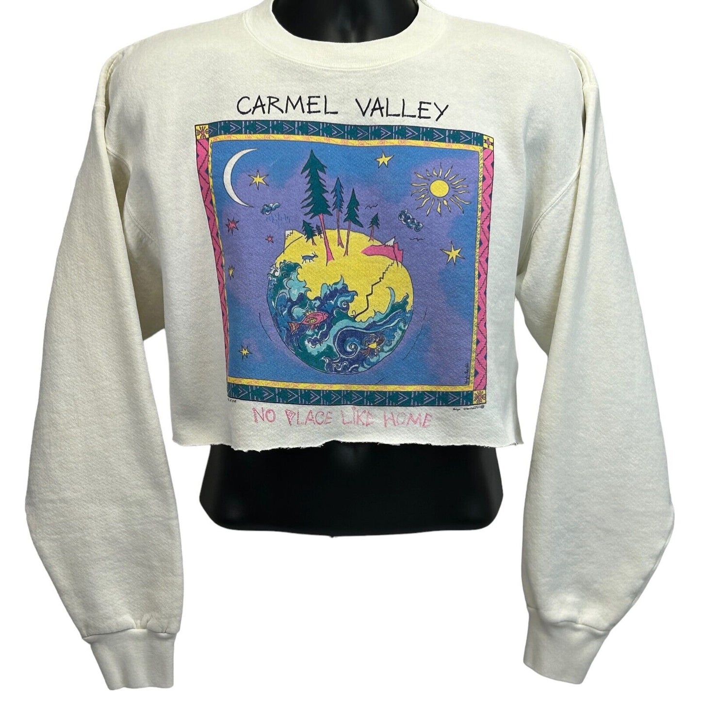 Carmel Valley Vintage 90s Cropped Sweatshirt Large California Earth Mens White