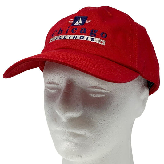 Gorra de béisbol con diseño de velero y seis paneles en color rojo náutico de Chicago, Illinois